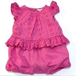 Like New - RALPH LAUREN Infant Romper Outfit - dark pink baby girl